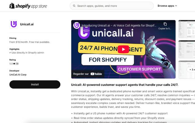 Unicall Shopify App